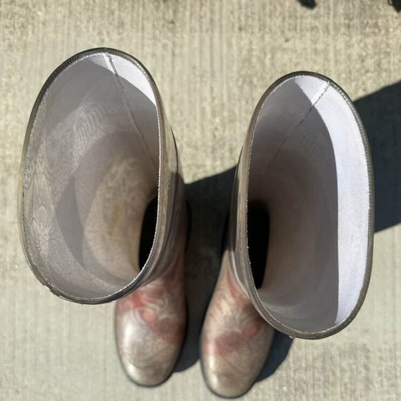 Burberry Paisley Flower Nova Check Rain Boot - Size 37 - Picture 5 of 9